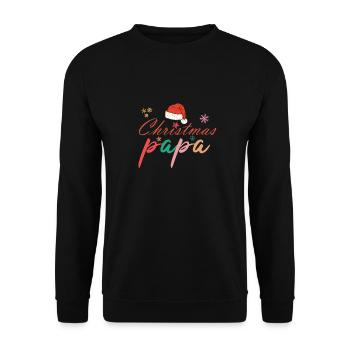 Christmas Papa Weihnachtspapa - Unisex Pullover - Schwarz - Vorne - Alina (178cm) & Michal (187cm)