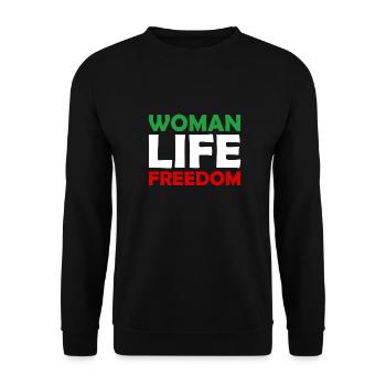 Women Life Freedom - Free Iran - Mahsa Amini - Unisex Sweatshirt - black - Front - Alina (178cm) & Michal (187cm)