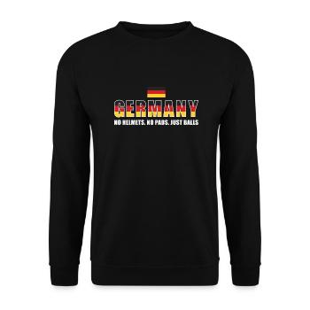 No Helmets No Pads Just Balls Germany Rugby - Unisex Pullover - Schwarz - Vorne - Alina (178cm) & Michal (187cm)
