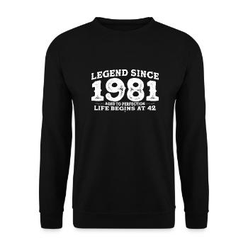 Legende seit 1981 42 Jahr der Perfektion - 42. - Unisex Pullover - Schwarz - Vorne - Alina (178cm) & Michal (187cm)