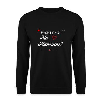 veux tu etre ma marraine-Future Marraine - Sweat-shirt Unisexe - noir - Devant - Alina (178cm) & Michal (187cm)