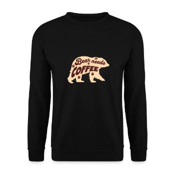 Café Ours Caféine Grain de café Matin grouch - Sweat-shirt Unisexe - noir - Devant - Alina (178cm) & Michal (187cm)