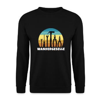 Wandergesellen Wandersmann Wandergeselle - Unisex Pullover - Schwarz - Vorne - Alina (178cm) & Michal (187cm)