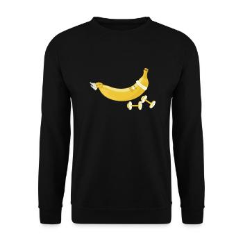 Lustiges Fitness Bananen T-Shirt - Unisex Pullover - Schwarz - Vorne - Alina (178cm) & Michal (187cm)