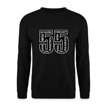 55. Geburtstag Wow Fabelhaft Lustiges Motiv - Unisex Pullover - Schwarz - Vorne - Alina (178cm) & Michal (187cm)