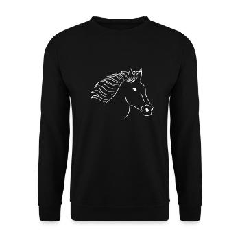 Pferd Pferdekopf weiß - Unisex Pullover - Schwarz - Vorne - Alina (178cm) & Michal (187cm)