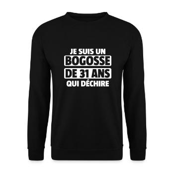 bogosse de 31 ans / anniversaire homme de 31 ans - Sweat-shirt Unisexe - noir - Devant - Alina (178cm) & Michal (187cm)