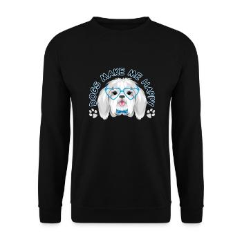 Les chiens me rendent heureux - Sweat-shirt Unisexe - noir - Devant - Alina (178cm) & Michal (187cm)