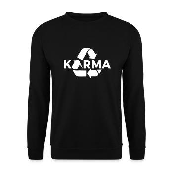 KARMA minimalistisches Design - Unisex Pullover - Schwarz - Vorne - Alina (178cm) & Michal (187cm)