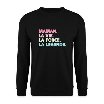 Maman la vie la force - Sweat-shirt Unisexe - noir - Devant - Alina (178cm) & Michal (187cm)