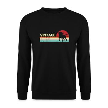 Vintage Hund Retro Sonnenuntergang - Unisex Pullover - Schwarz - Vorne - Alina (178cm) & Michal (187cm)