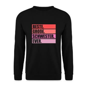 Familienmotiv Schwester - Unisex Pullover - Schwarz - Vorne - Alina (178cm) & Michal (187cm)