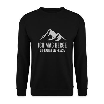 Berg Spruch Berge Geschenk wandern - Unisex Pullover - Schwarz - Vorne - Alina (178cm) & Michal (187cm)