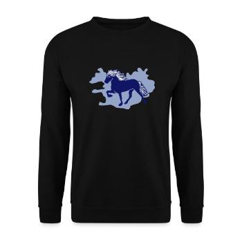 Island Pferd Reiter Reiten T shirt Grafik - Unisex Pullover - Schwarz - Vorne - Alina (178cm) & Michal (187cm)
