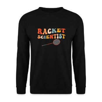 Lustiger Badminton Wissenschaftlicher Schlägerspieler - Unisex Pullover - Schwarz - Vorne - Alina (178cm) & Michal (187cm)