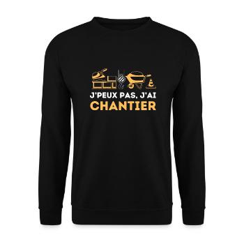 Je peux pas jai chantier de construction batiment - Sweat-shirt Unisexe - noir - Devant - Alina (178cm) & Michal (187cm)