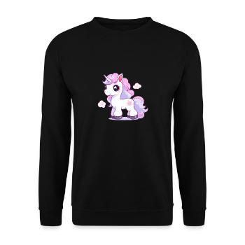 Hübsches Einhorn - Unisex Pullover - Schwarz - Vorne - Alina (178cm) & Michal (187cm)