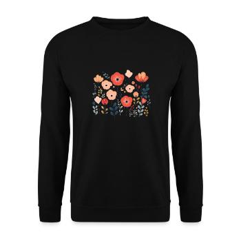 Mohnblumen - Unisex Pullover - Schwarz - Vorne - Alina (178cm) & Michal (187cm)