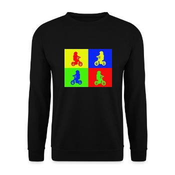 Junior Biker Pop Art Color - Unisex Pullover - Schwarz - Vorne - Alina (178cm) & Michal (187cm)