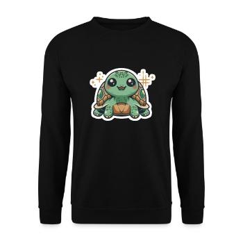 Turtle Lover - Unisex Sweatshirt - black - Front - Alina (178cm) & Michal (187cm)