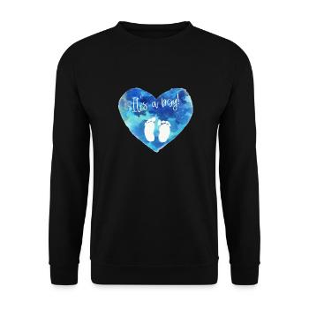 Baby Boy Aufkleber Auto Geburt Geschenk - Unisex Pullover - Schwarz - Vorne - Alina (178cm) & Michal (187cm)