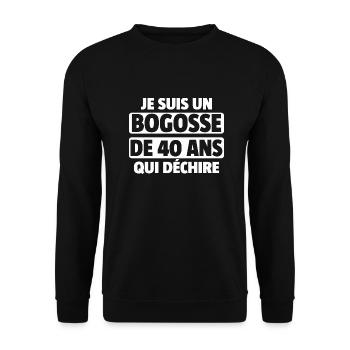 40 ans / cadeau anniversaire 40 ans - Sweat-shirt Unisexe - noir - Devant - Alina (178cm) & Michal (187cm)