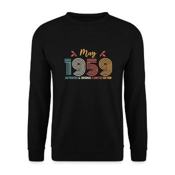 Mai 1959 Geburtstag Mai 1959 Retro - Unisex Pullover - Schwarz - Vorne - Alina (178cm) & Michal (187cm)