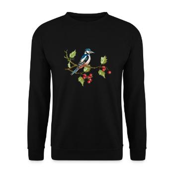 Bunter Vogel - Unisex Pullover - Schwarz - Vorne - Alina (178cm) & Michal (187cm)
