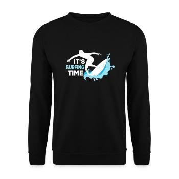 It's Surfing Time Summer Surfer Surfboard - Unisex Sweatshirt - black - Front - Alina (178cm) & Michal (187cm)