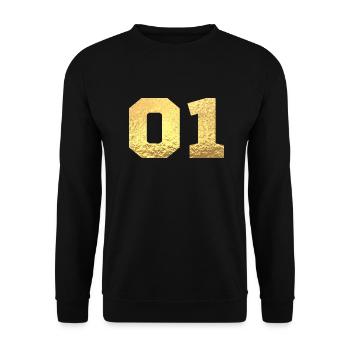 Number 1 Gold Glitter -1st Anniversary - Unisex Sweatshirt - black - Front - Alina (178cm) & Michal (187cm)