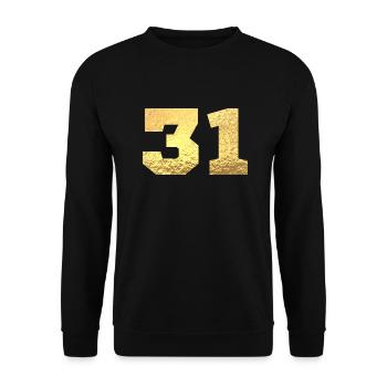 Numéro 31 paillettes doré - 31e anniversaire - Sweat-shirt Unisexe - noir - Devant - Alina (178cm) & Michal (187cm)