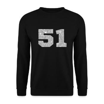 Number 51 Silver Glitter - 51st Anniversary - Unisex Sweatshirt - black - Front - Alina (178cm) & Michal (187cm)