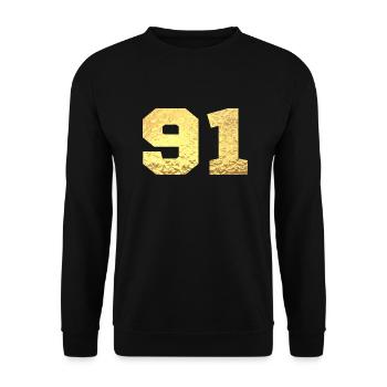 Number 91 Gold Glitter - 91st Anniversary - Unisex Sweatshirt - black - Front - Alina (178cm) & Michal (187cm)