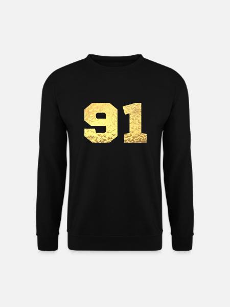 Numéro 91 paillettes doré - 91e anniversaire - Sweat-shirt Unisexe - noir
