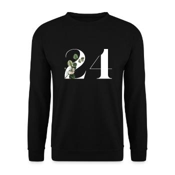 Numéro 24 floral vert -24e anniversaire floral - Sweat-shirt Unisexe - noir - Devant - Alina (178cm) & Michal (187cm)