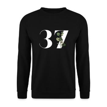 Number 37 Floral Green - 37th Floral Birthday - Unisex Sweatshirt - black - Front - Alina (178cm) & Michal (187cm)