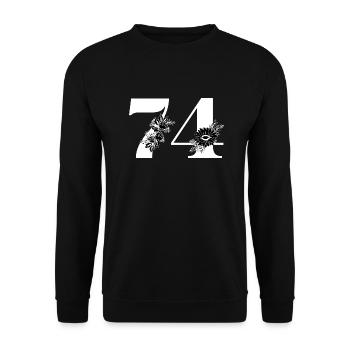 Number 74 Black Floral - 74th Floral Birthday - Unisex Sweatshirt - black - Front - Alina (178cm) & Michal (187cm)