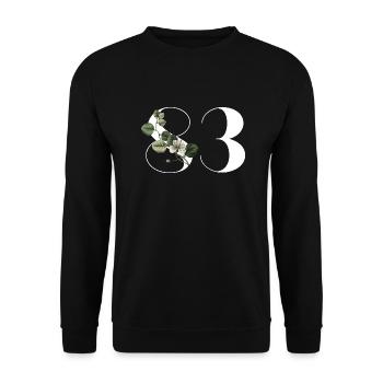Numéro 83 floral vert - 83e anniversaire floral - Sweat-shirt Unisexe - noir - Devant - Alina (178cm) & Michal (187cm)