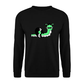 Cool DJ Caterpillar mange du disque vinyle Musique de fête - Sweat-shirt Unisexe - noir - Devant - Alina (178cm) & Michal (187cm)