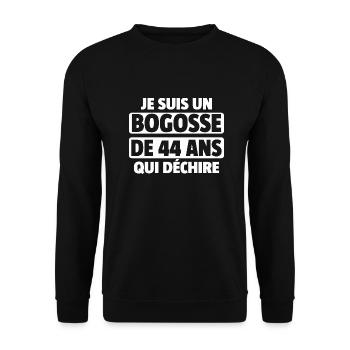 bogosse de 44 ans / cadeau anniversaire 44 ans - Sweat-shirt Unisexe - noir - Devant - Alina (178cm) & Michal (187cm)