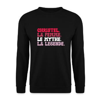 Christel the Woman the Myth the Legend Gift - Unisex Sweatshirt - black - Front - Alina (178cm) & Michal (187cm)