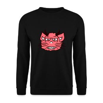 Démon Monstre Chat Halloween Horreur Cornes de Diable - Sweat-shirt Unisexe - noir - Devant - Alina (178cm) & Michal (187cm)