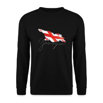 Drapeau de la Géorgie sur la carte de la Géorgie FR - Sweat-shirt Unisexe - noir - Devant - Alina (178cm) & Michal (187cm)
