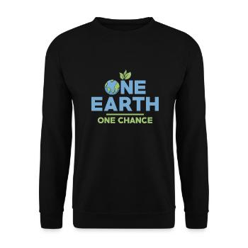 One Earth One Chance Planet Environmental Earth Da - Unisex Sweatshirt - black - Front - Alina (178cm) & Michal (187cm)