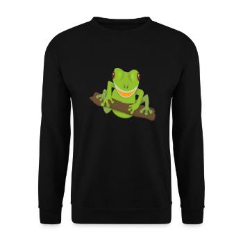 lachender Frosch - Unisex Pullover - Schwarz - Vorne - Alina (178cm) & Michal (187cm)