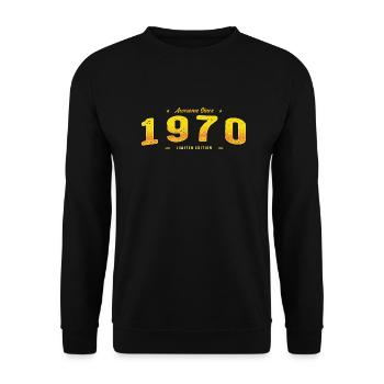 Genial seit 1970 Geburtsjahr - Jahrgang 55er Jahre - Unisex Pullover - Schwarz - Vorne - Alina (178cm) & Michal (187cm)