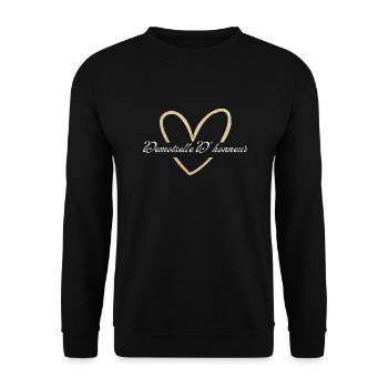 Brautjungfer Gold Herz Glitzer - Unisex Pullover - Schwarz - Vorne - Alina (178cm) & Michal (187cm)