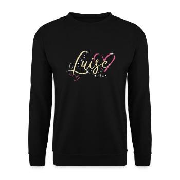 Luise Surname First name Calligraphy Heart - Unisex Sweatshirt - black - Front - Alina (178cm) & Michal (187cm)