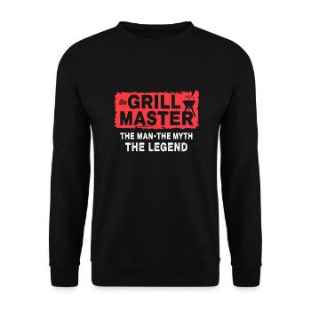 The Grillmaster BBQ Grilling Cult Saying - Unisex Sweatshirt - black - Front - Alina (178cm) & Michal (187cm)