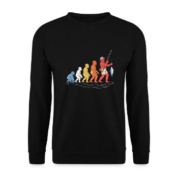 Evolution of the Funny Human Fisherman's Fishing - Unisex Sweatshirt - black - Front - Alina (178cm) & Michal (187cm)